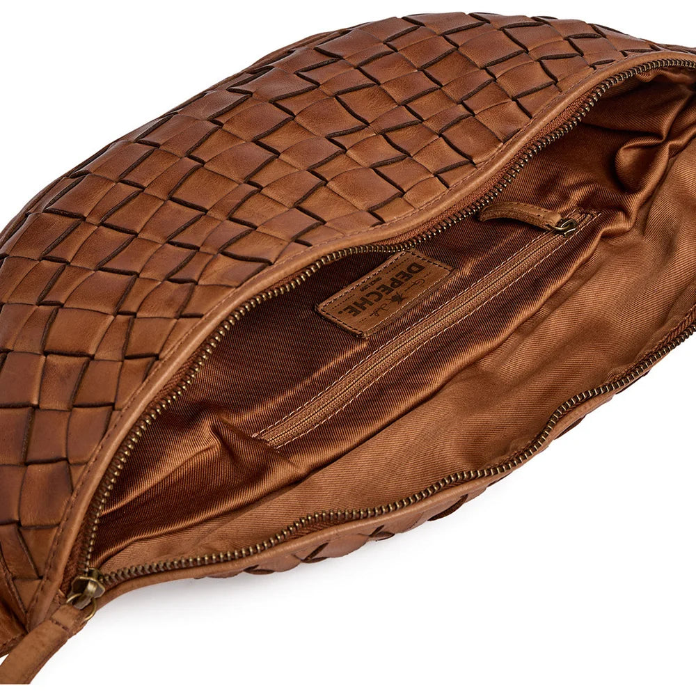 16940 Warsaw Handwoven Leather Bumbag Vintage cognac