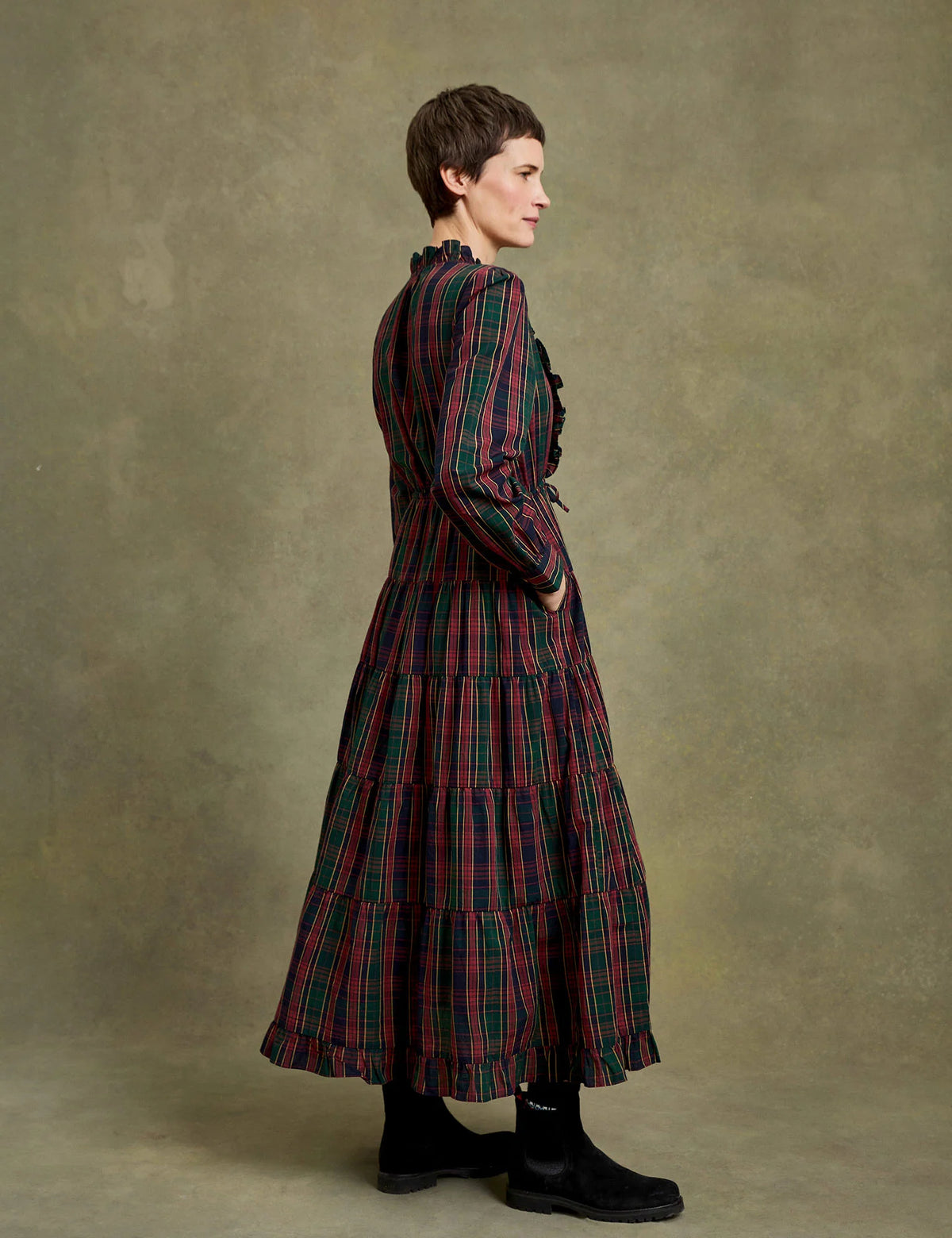 Wenham Tartan Dress Navy