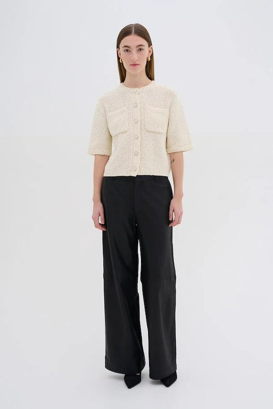 GittaMW Leather Wide Trouser Black