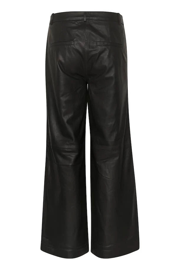 GittaMW Leather Wide Trouser Black