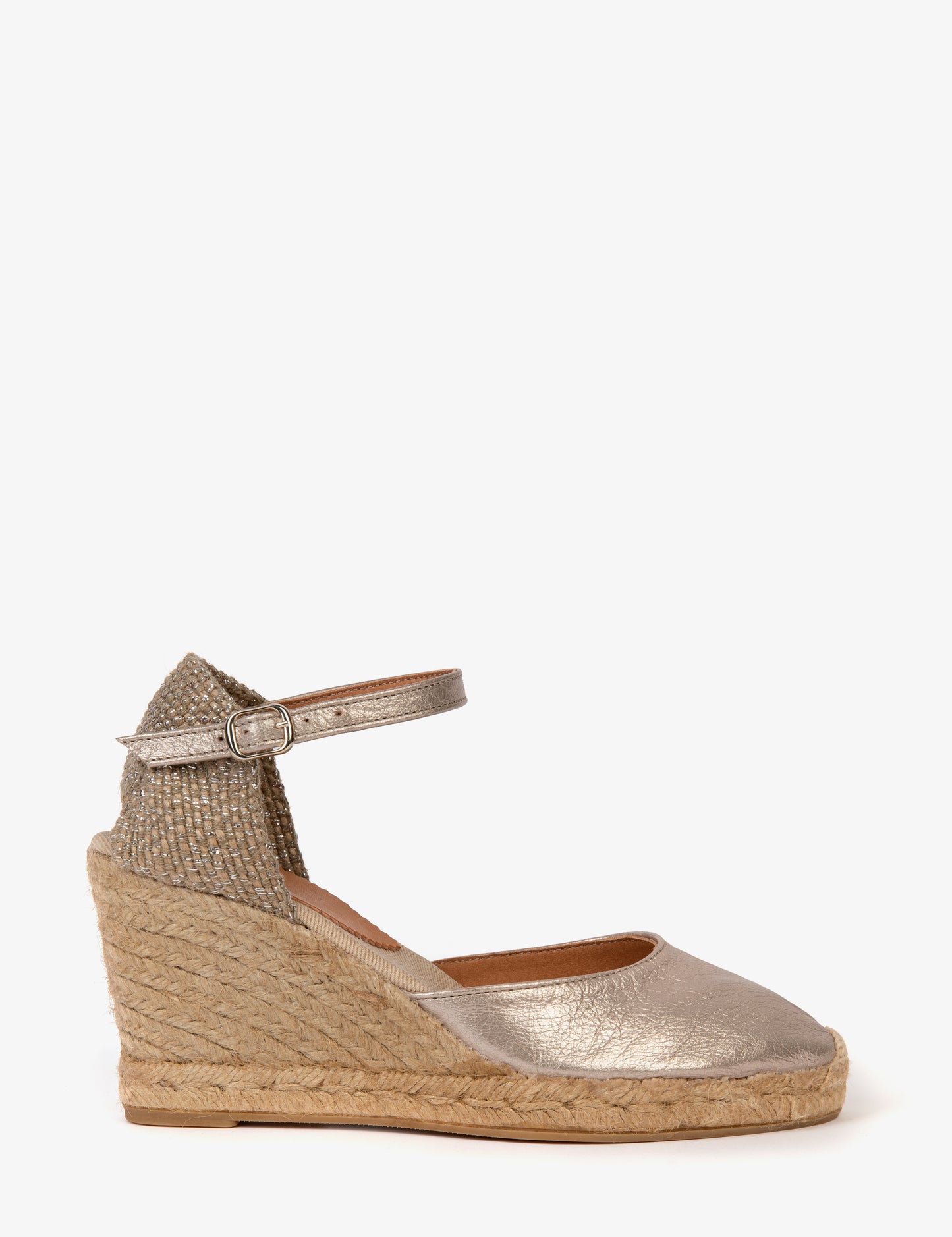 Mary Jane Metallic Espadrille Pewter