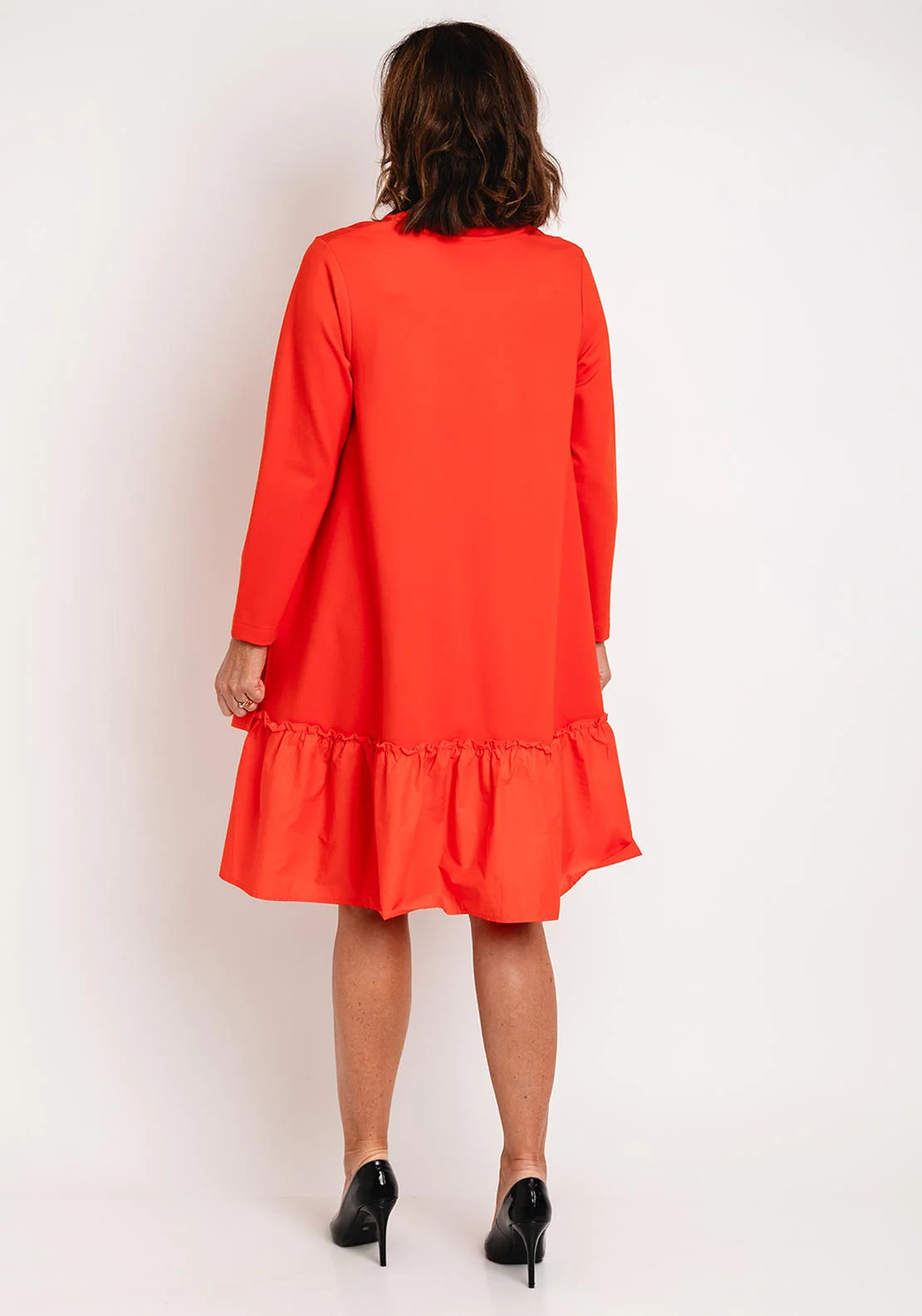 Nell Jersey Crinkle Cut Knee Length Dress Spicy Orange