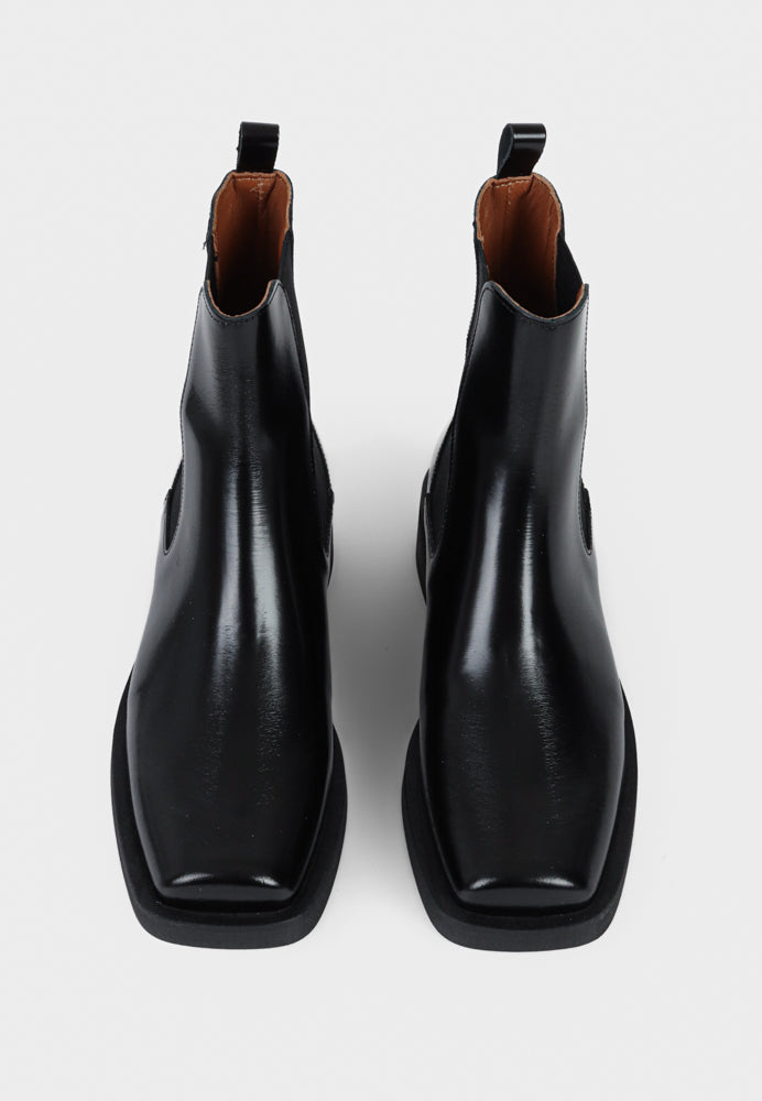 Milano Polido Square Toed Chelsea Boot Black