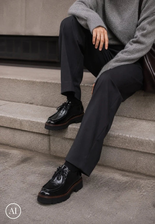 Sienna Patent Leather Laced Loafer Black