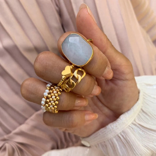 IBU RV RING TED Aqua Agate stone