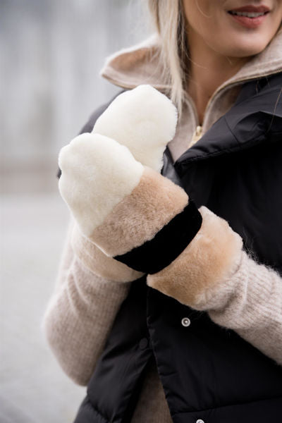 Catty Mitten Beige/Black/White