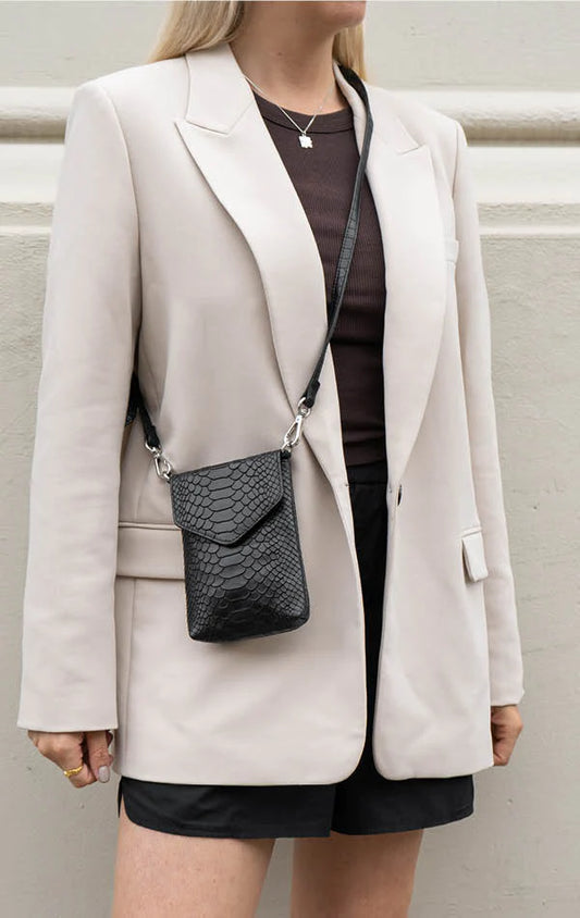 Carly Mobile Bag Calm Croco Black