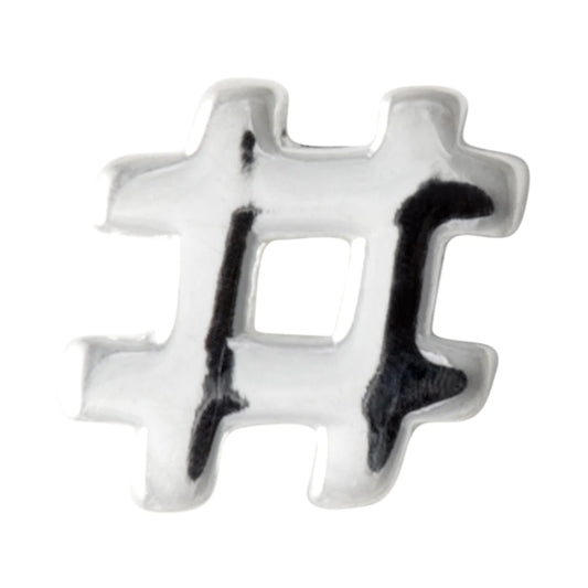 Hashtag Single Stud Earring Silver