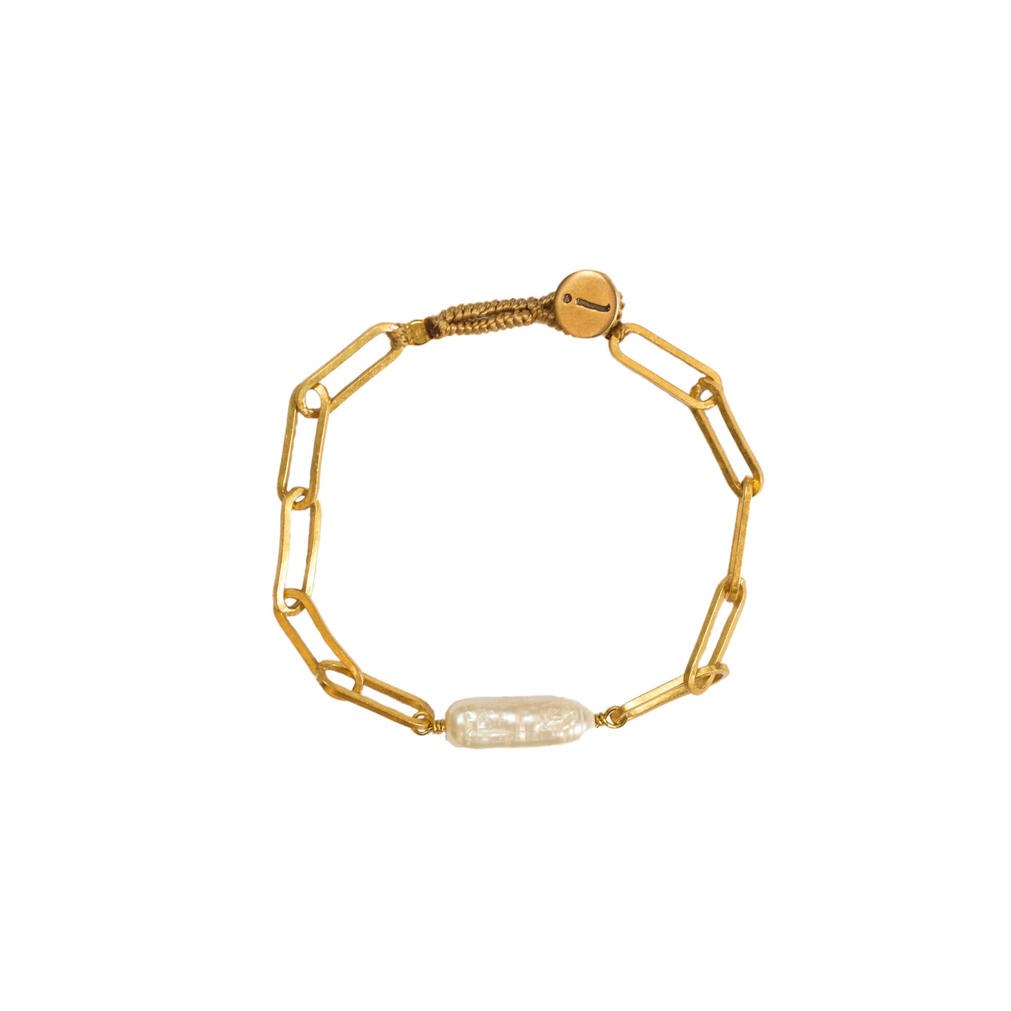 IBU02  Pearl Link Bracelet Gold