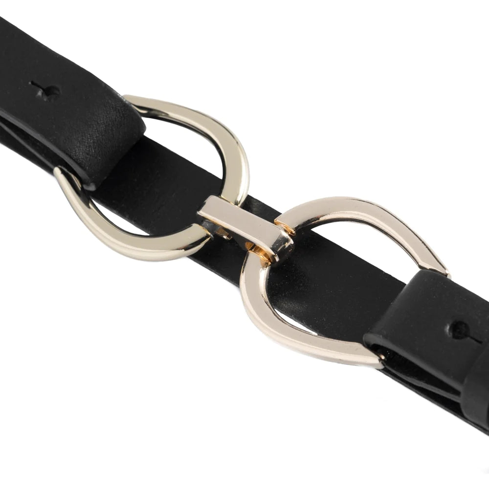 Waist Leather Belt w. Beautiful Metal Closure 15650 Black