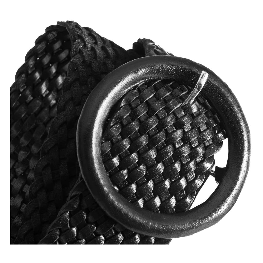 Wide Braided Leather Belt 14656 Black