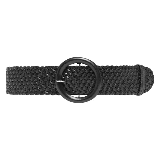 Wide Braided Leather Belt 14656 Black