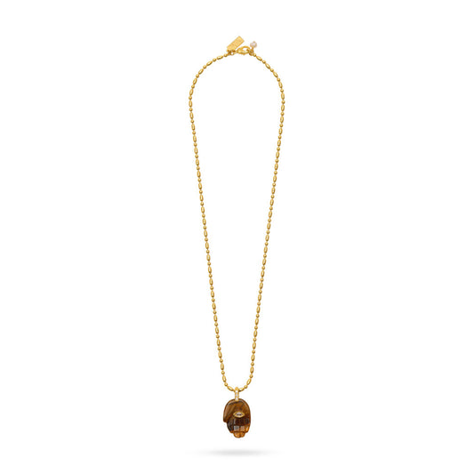 Protective Hand Pendant Necklace Tiger's Eye
