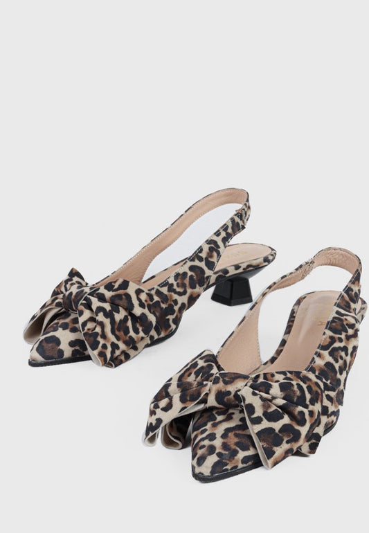 Rose Slingback Bow Shoe Leopard