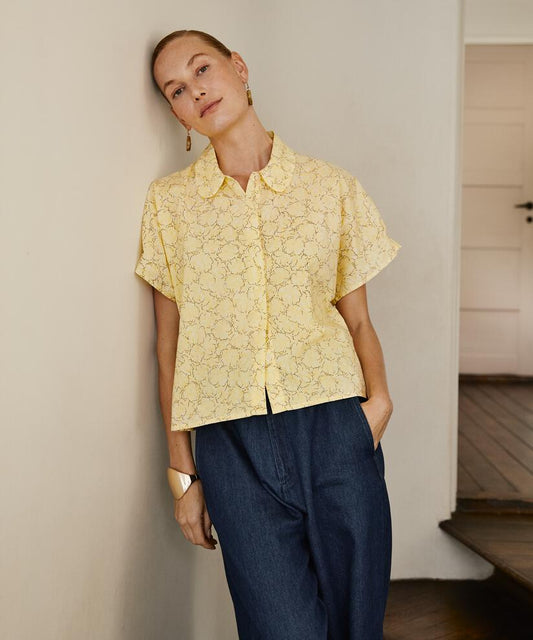 MaIndorix Printed Soft Poplin Shirt Lemonade