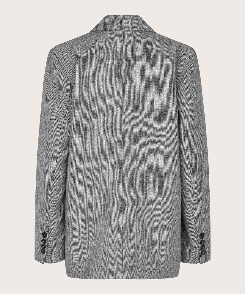 MaJulentha Herringbone Wool Blend Blazer Black