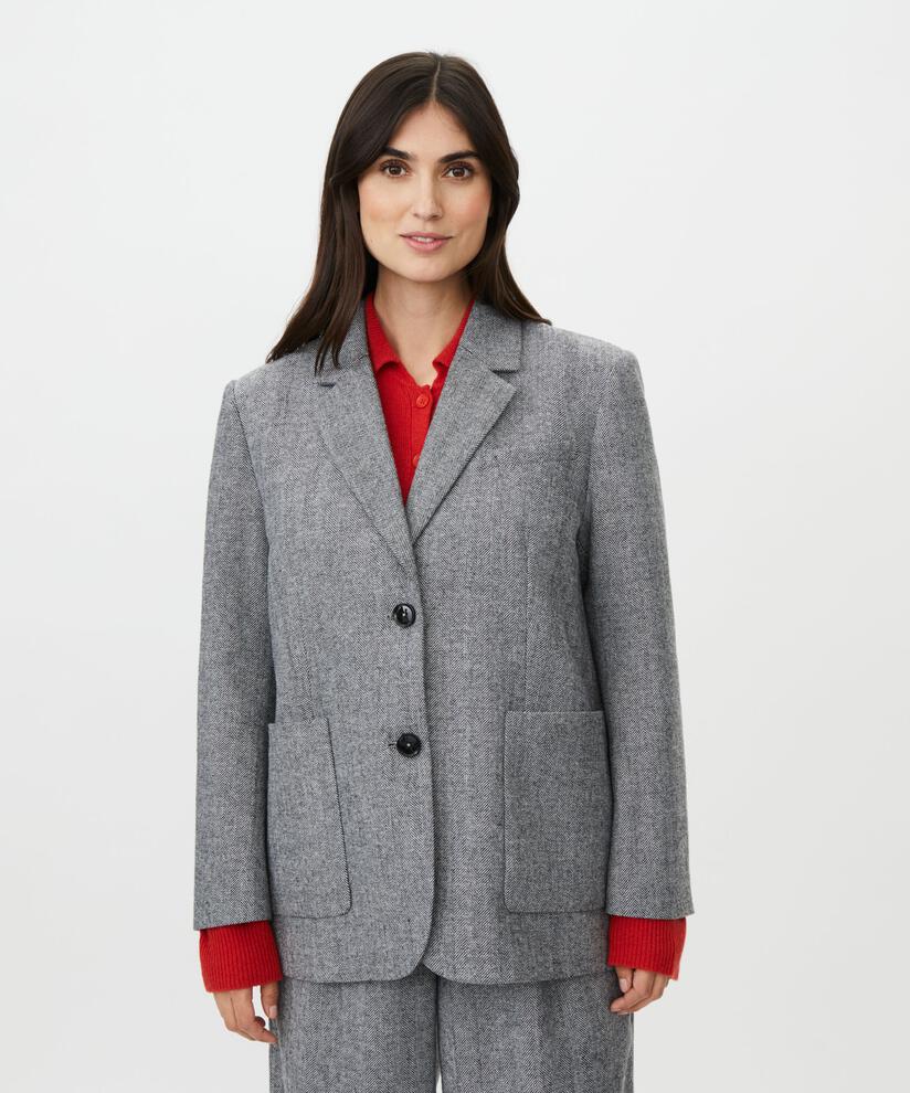 MaJulentha Herringbone Wool Blend Blazer Black