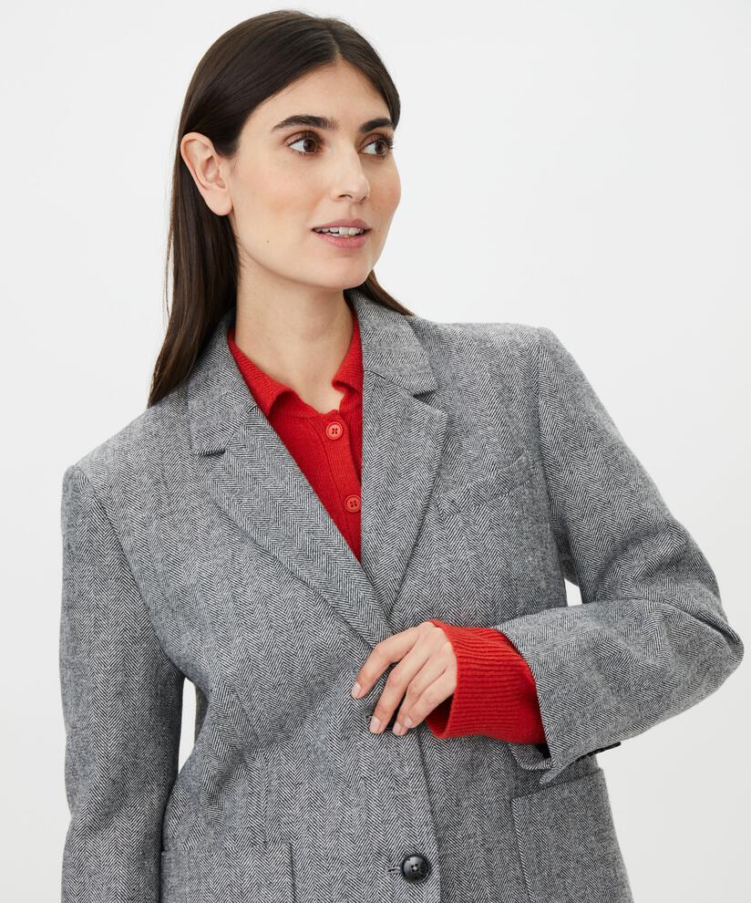 MaJulentha Herringbone Wool Blend Blazer Black
