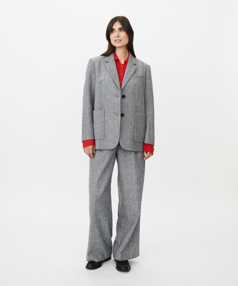MaJulentha Herringbone Wool Blend Blazer Black