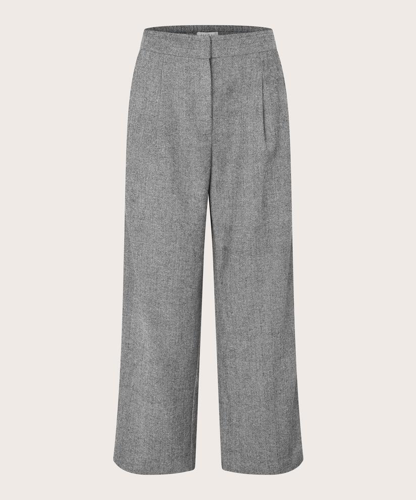 MaPirethia Wool Blend Herringbone Trouser Black