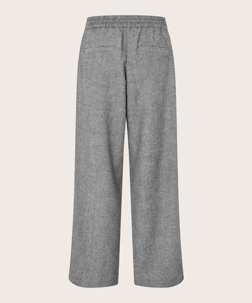 MaPirethia Wool Blend Herringbone Trouser Black