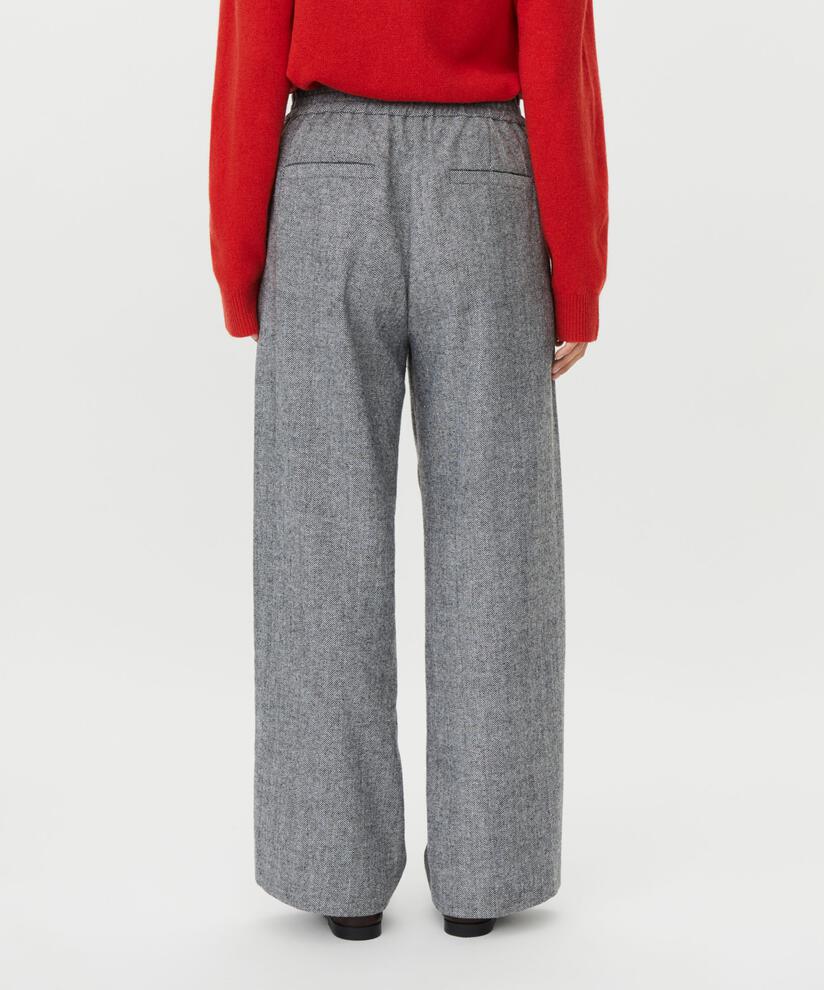 MaPirethia Wool Blend Herringbone Trouser Black