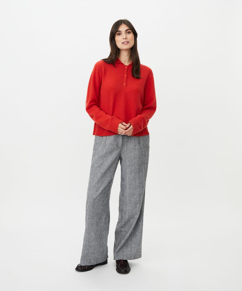 MaPirethia Wool Blend Herringbone Trouser Black