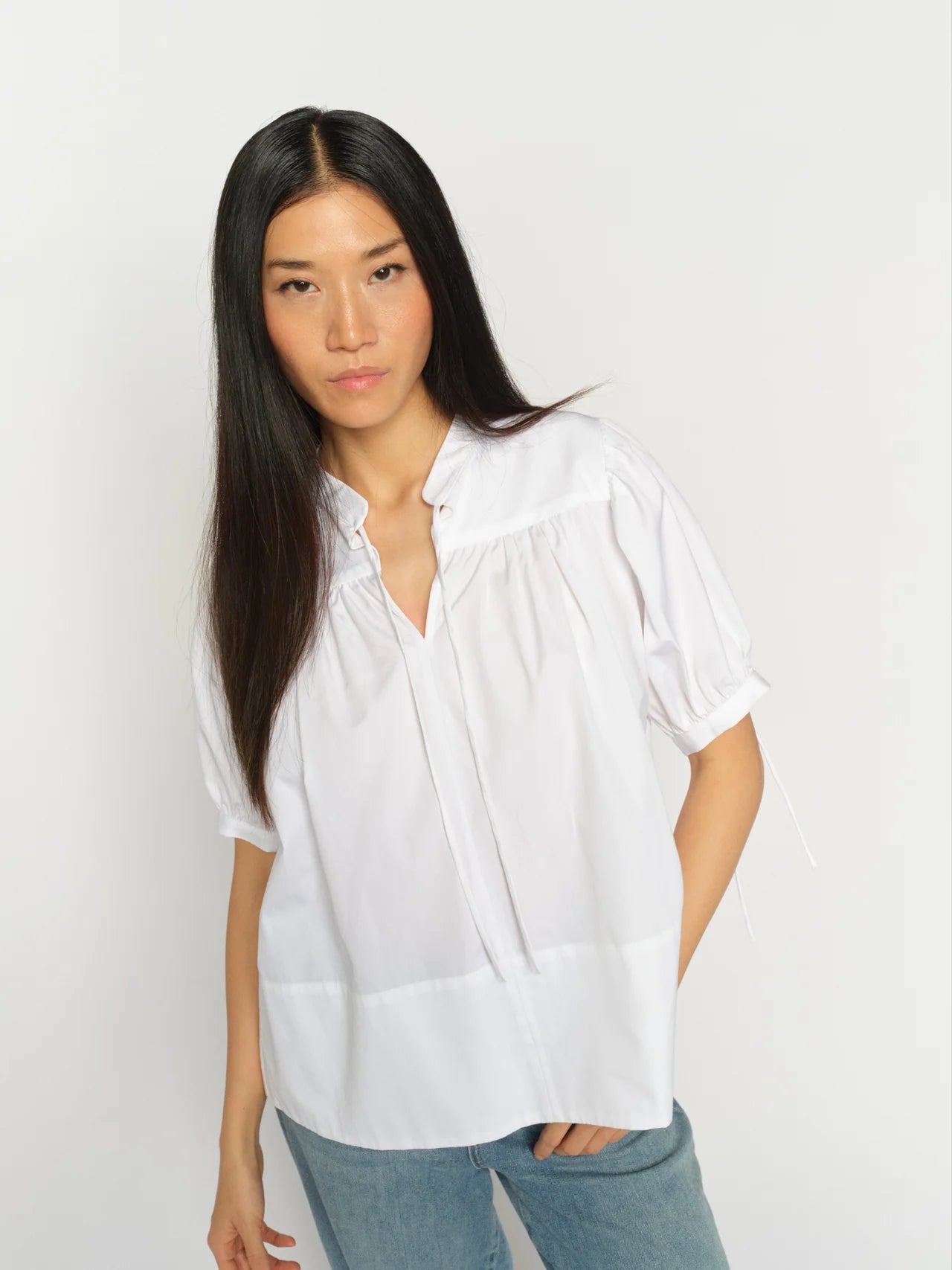 MMTarima Short Sleeved Cotton Blouse White
