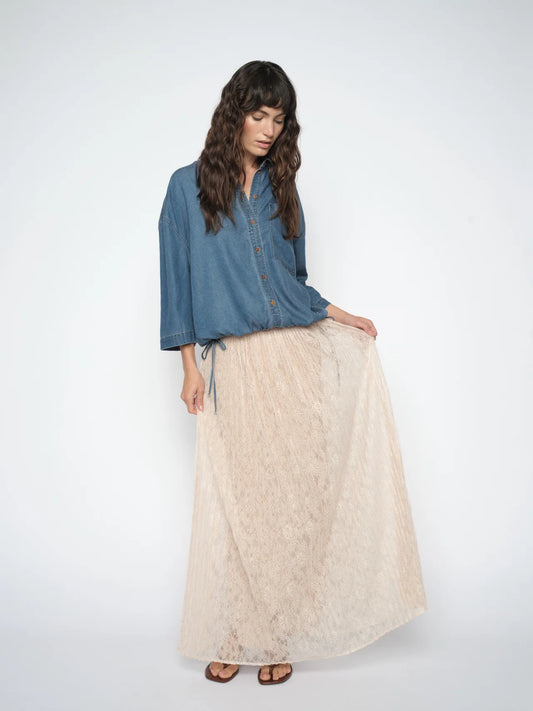 MMJurnee Lace Pleated Skirt Doeskin