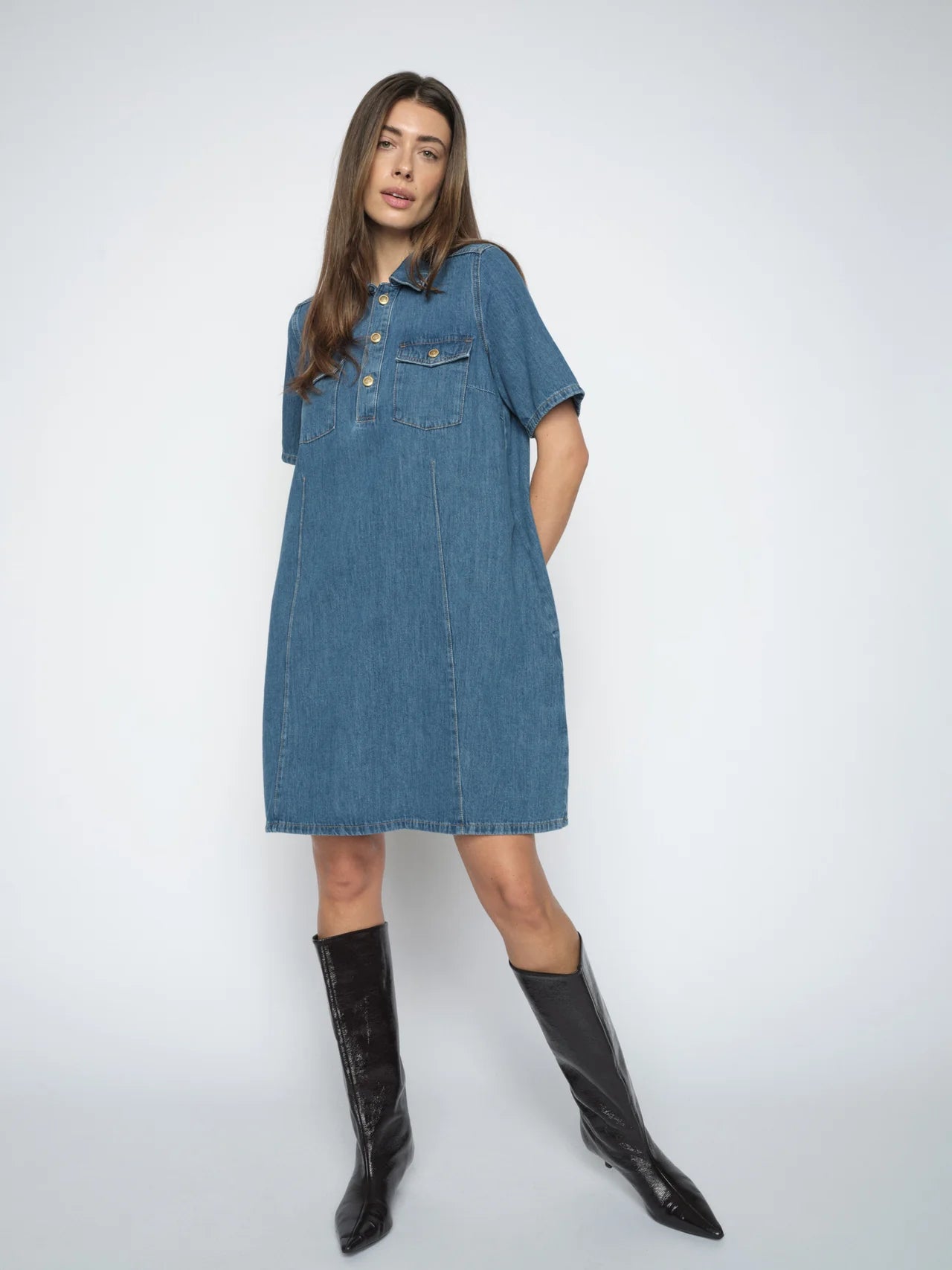 MMBiba East Dress in Denim Dark Blue