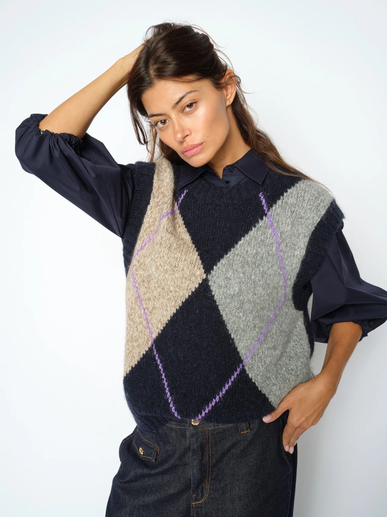 MMJennine Knit Vest Salute Navy