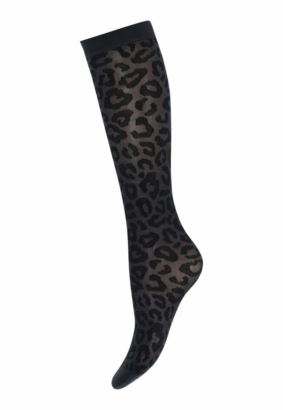 Leopard Knee High  Anthracite - OS