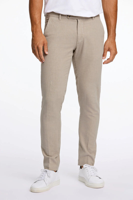 Mens - Linen Mix Slim Tapered Trouser Sand 006015
