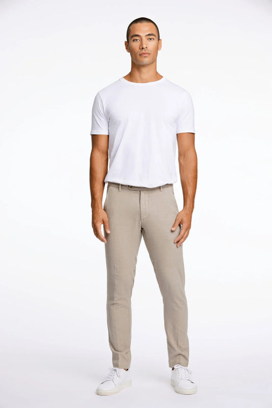 Mens - Linen Mix Slim Tapered Trouser Sand 006015