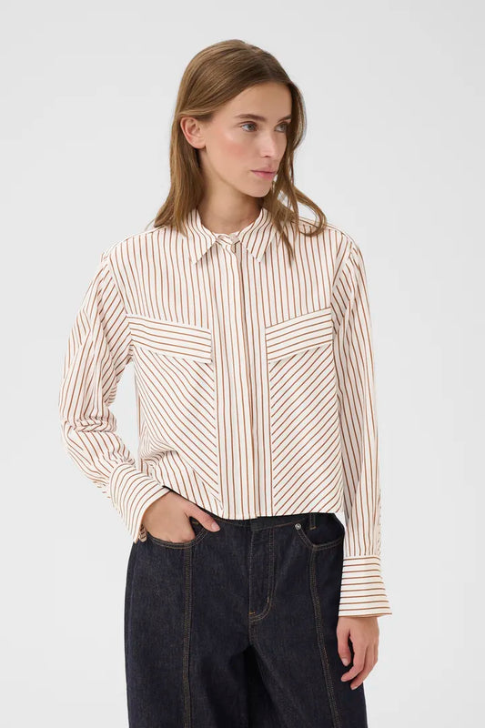 KBElmira Short Shirt Cinnamon Stripe