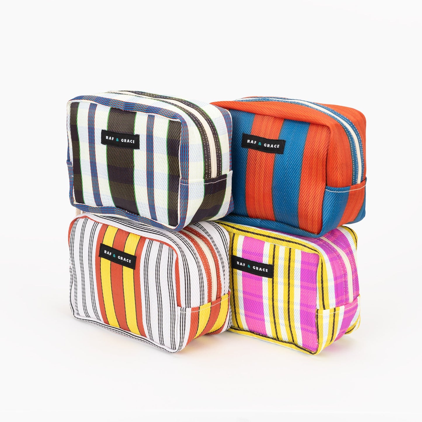 Yellow and Pink Stripe Recycled Plastic Wash Bag