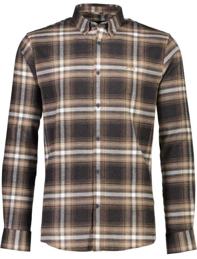 225054 - Mens Brushed Cotton Checked Shirt Brown