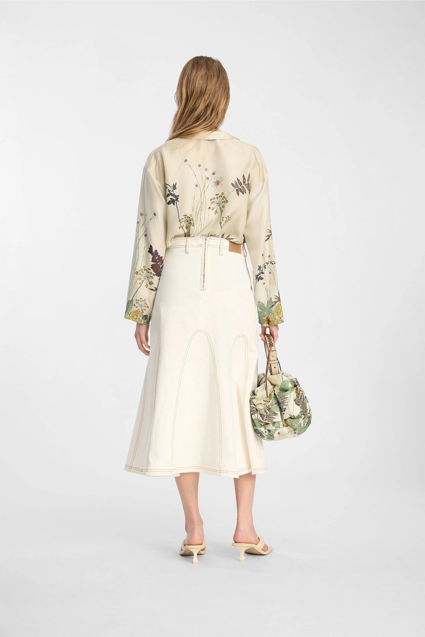 Braylin A-Line Denim Skirt Ivory