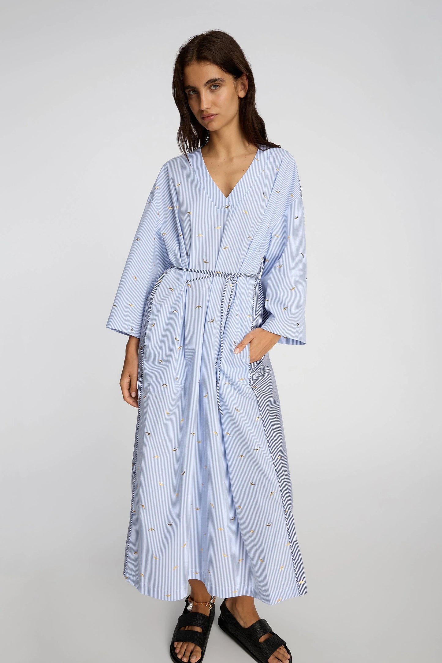 BYRUS 2 Toned Dress with Gold Detail Blue