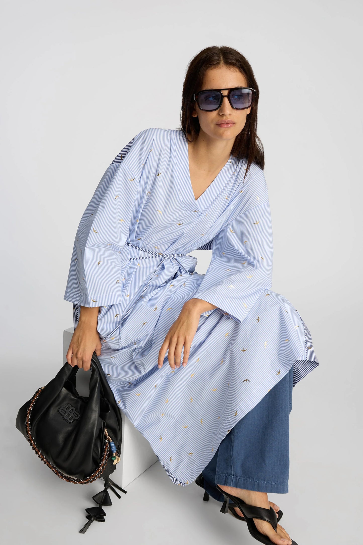 BYRUS 2 Toned Dress with Gold Detail Blue