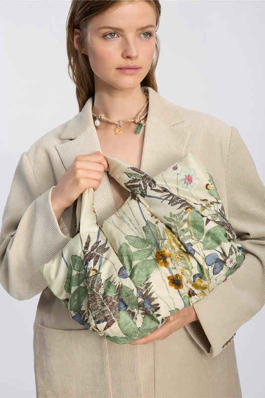 Lix Printed Silk Bag Creme