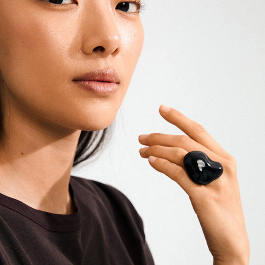 LIAN Large Statement Ring Black