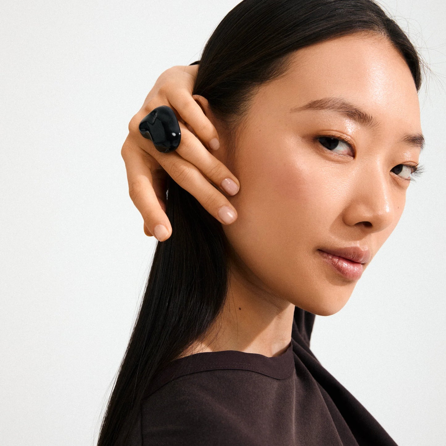 LIAN Large Statement Ring Black