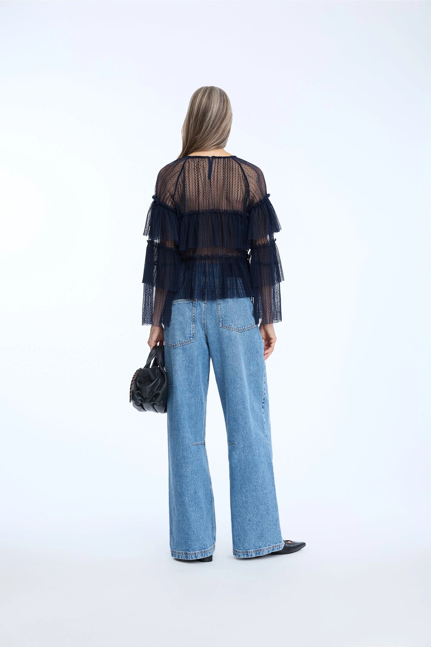 NARIA Tiered Blouse Navy