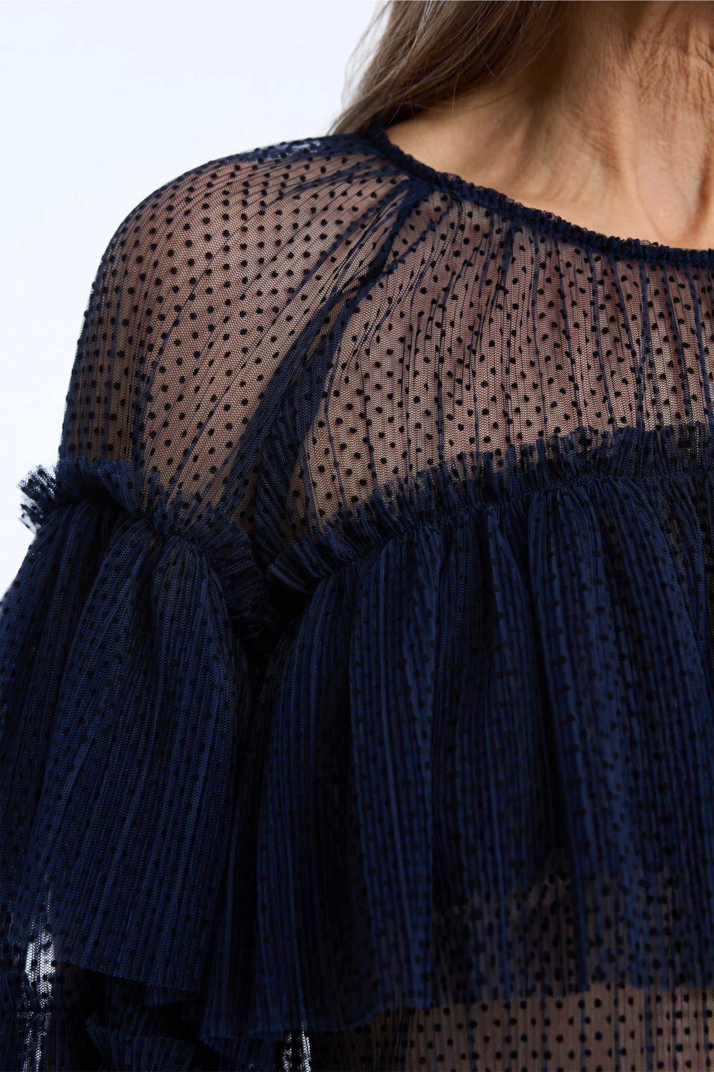 NARIA Tiered Blouse Navy