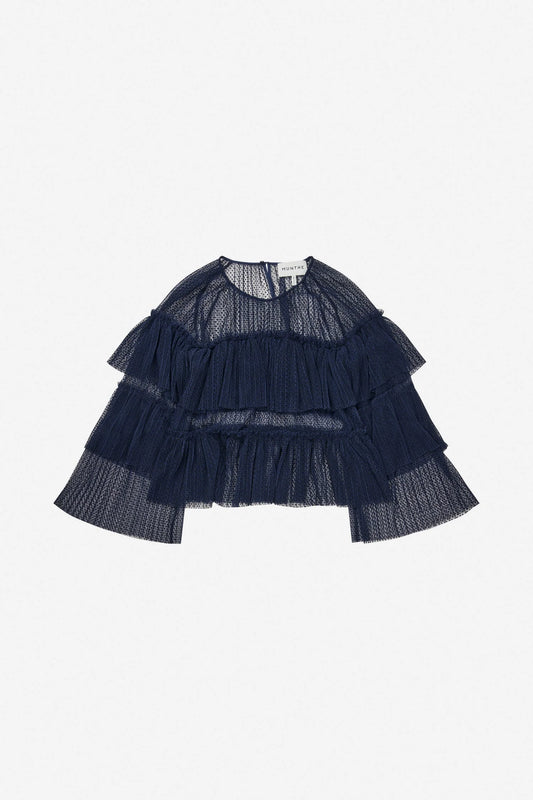 NARIA Tiered Blouse Navy