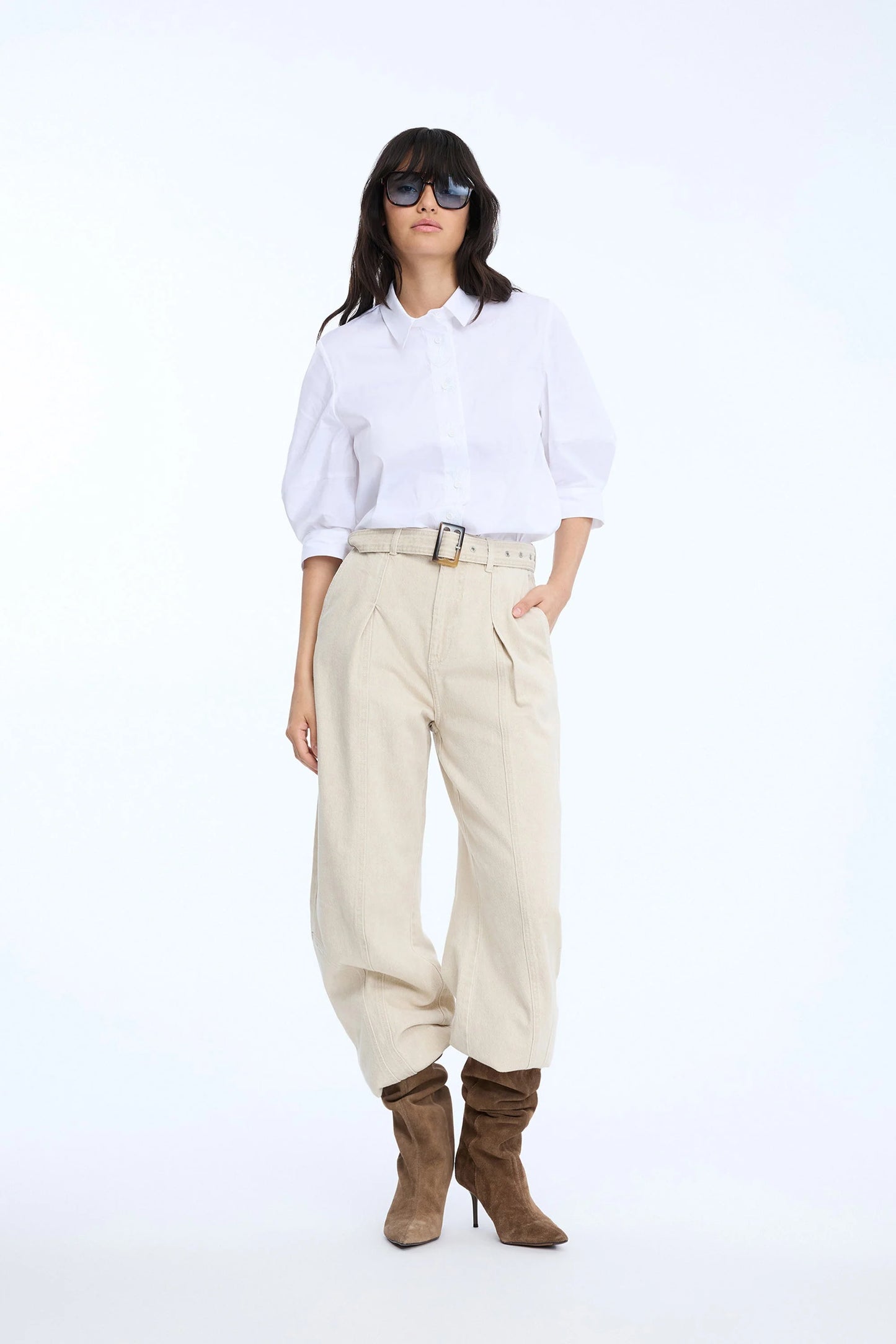 NUST 3/4 Sleeve Shirt with Embroidery White
