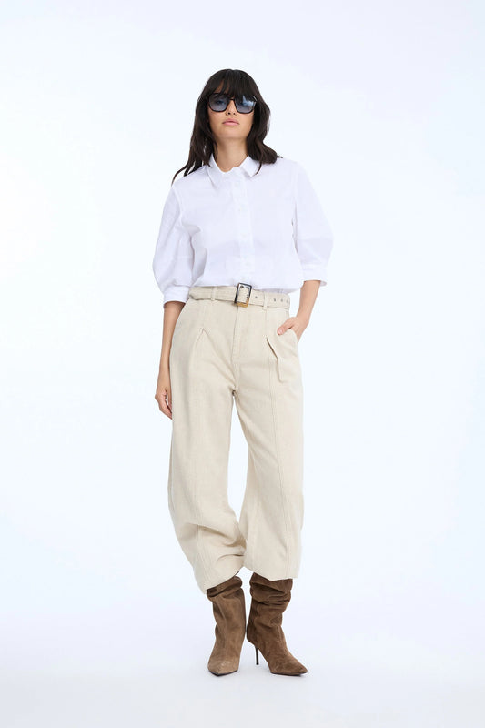 NUST 3/4 Sleeve Shirt with Embroidery White