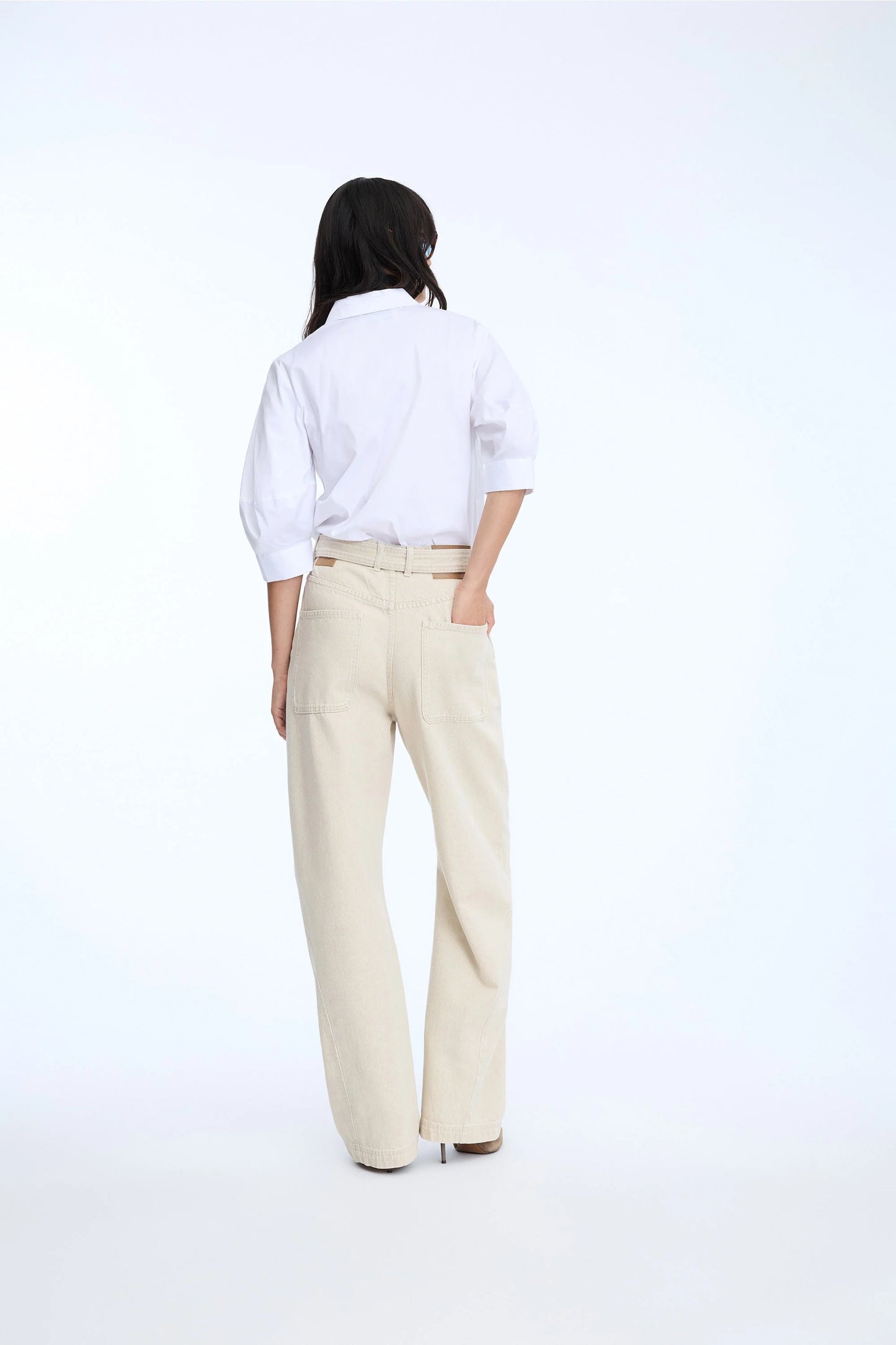 NUST 3/4 Sleeve Shirt with Embroidery White