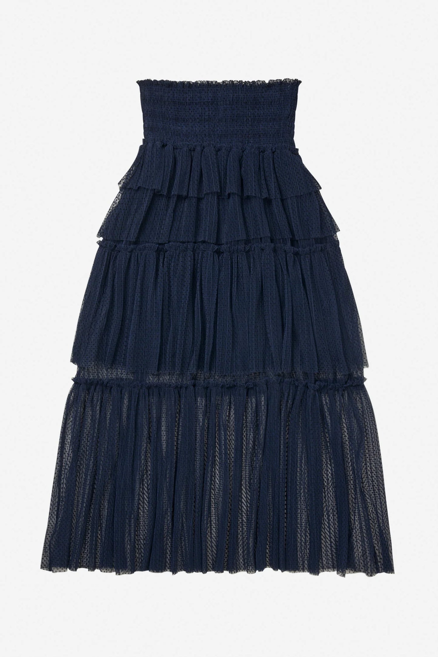 NESSAROSE Tiered Skirt Navy